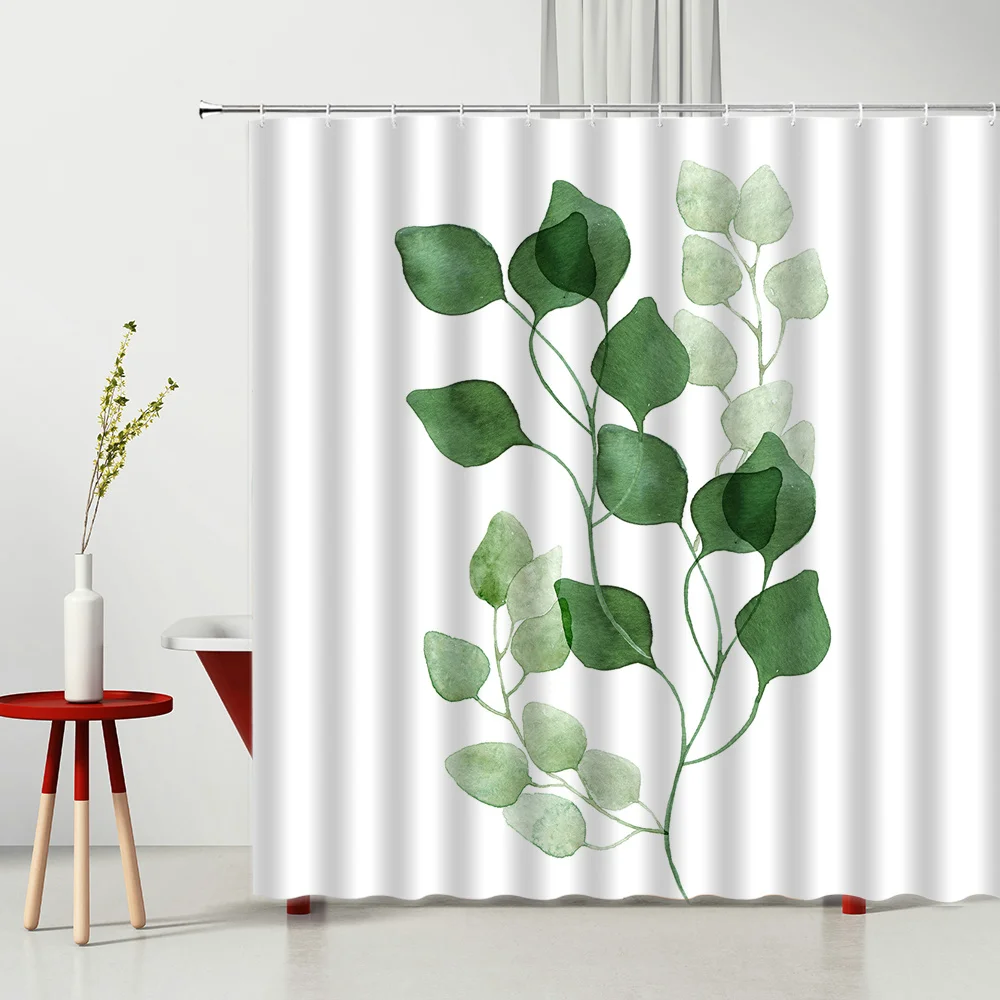 

Scenery Shower Curtain Tropical Green Plants Monstera Palm Leaf Natural Green Leafs Bathroom Partition Hanging Curtains Home