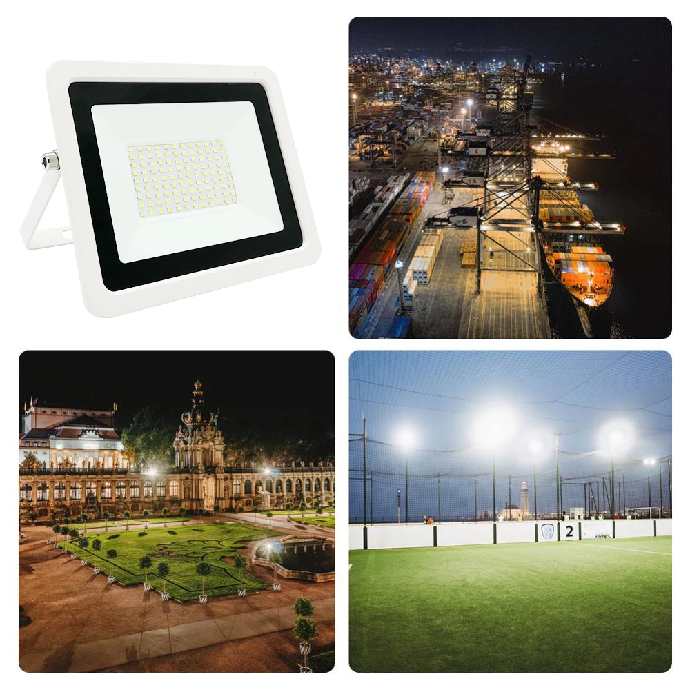 

220V Led Floodlight 100W 50W 30W 20W 10W Reflector Flood Light IP68 Waterproof Outdoor Lighting Wall Lamp Spotlight Black/ White