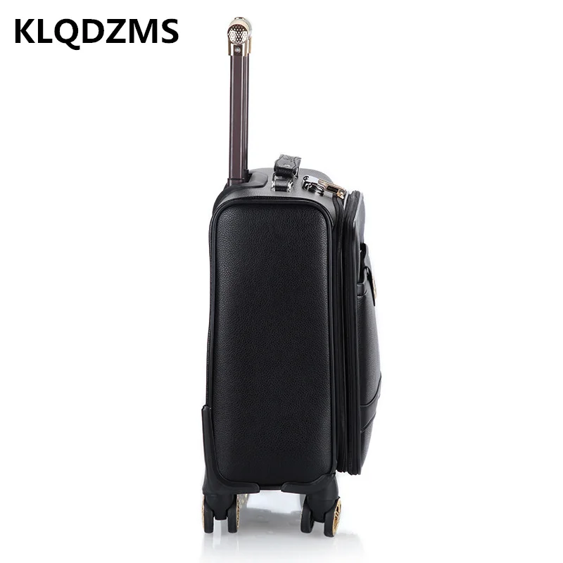 KLQDZMS Fashion Trolley Luggage Bag 18 Inch PU Men's Business Travel Boarding Suitcase Spinner Rolling Luggage