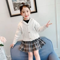 girls sweater kids coat outwear 2021 hooded thicken warm winter autumn knitting tops cotton%c2%a0teenager cardigan childrens clothin