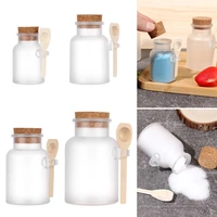 100 500g useful wooden spoon organizer portable frosted seal jar cork stopper storage container bath salt bottle