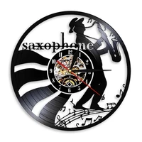 jazz saxophone vinyl record wall clock musical instrument led wall art watch saxophonist home decor sax player musician gift