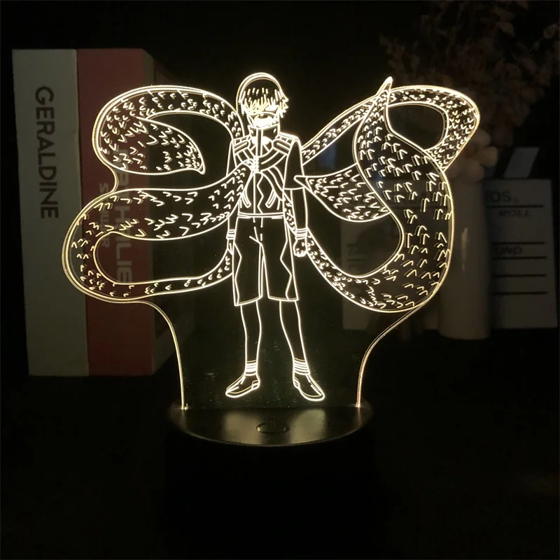 Kaneziki Токийский Гуль 3D ночной Светильник японское аниме Манга для спальни Декор милый подарок на день рождения Светодиодная лампа Детский милый подарок