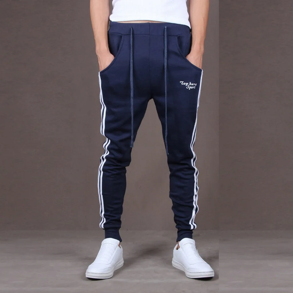 Брюки мужские с карманами и принтом повседневные штаны для работы спорта брюки