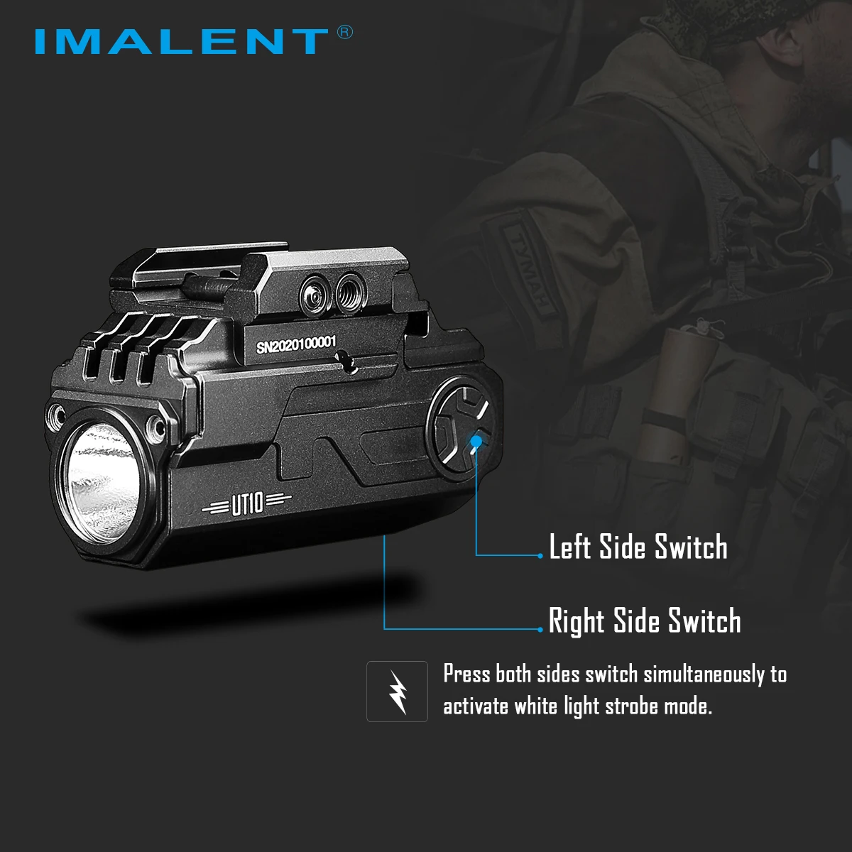 

IMALENT UT10 Tactical Flashlight Powerful LED 11600Lumen Hunting Light Torch USB Rechargeable Self Defense Outdoors Pickani