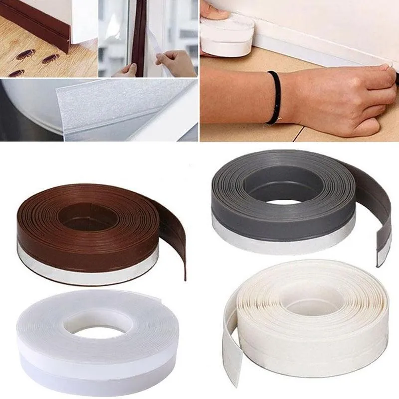 

5m Length Window Door Bottom Self Adhesive Silicone Rubber Seal Weathering Strip Door Sealing Bar Window Sealing Tape 1 Roll