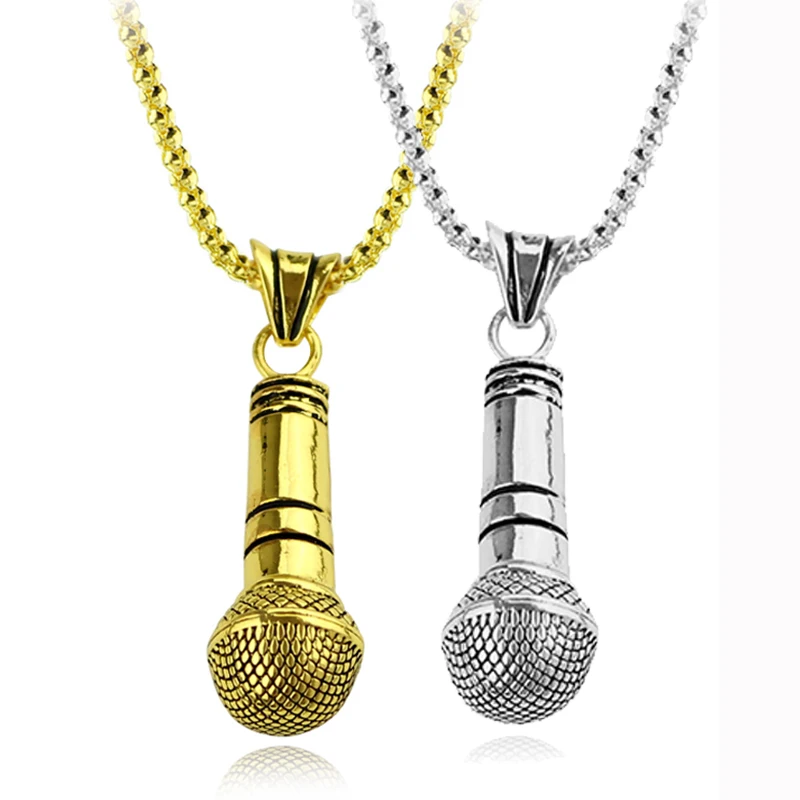 Новый кулон микрофон ожерелье модное Золотое звено цепи ожерелья