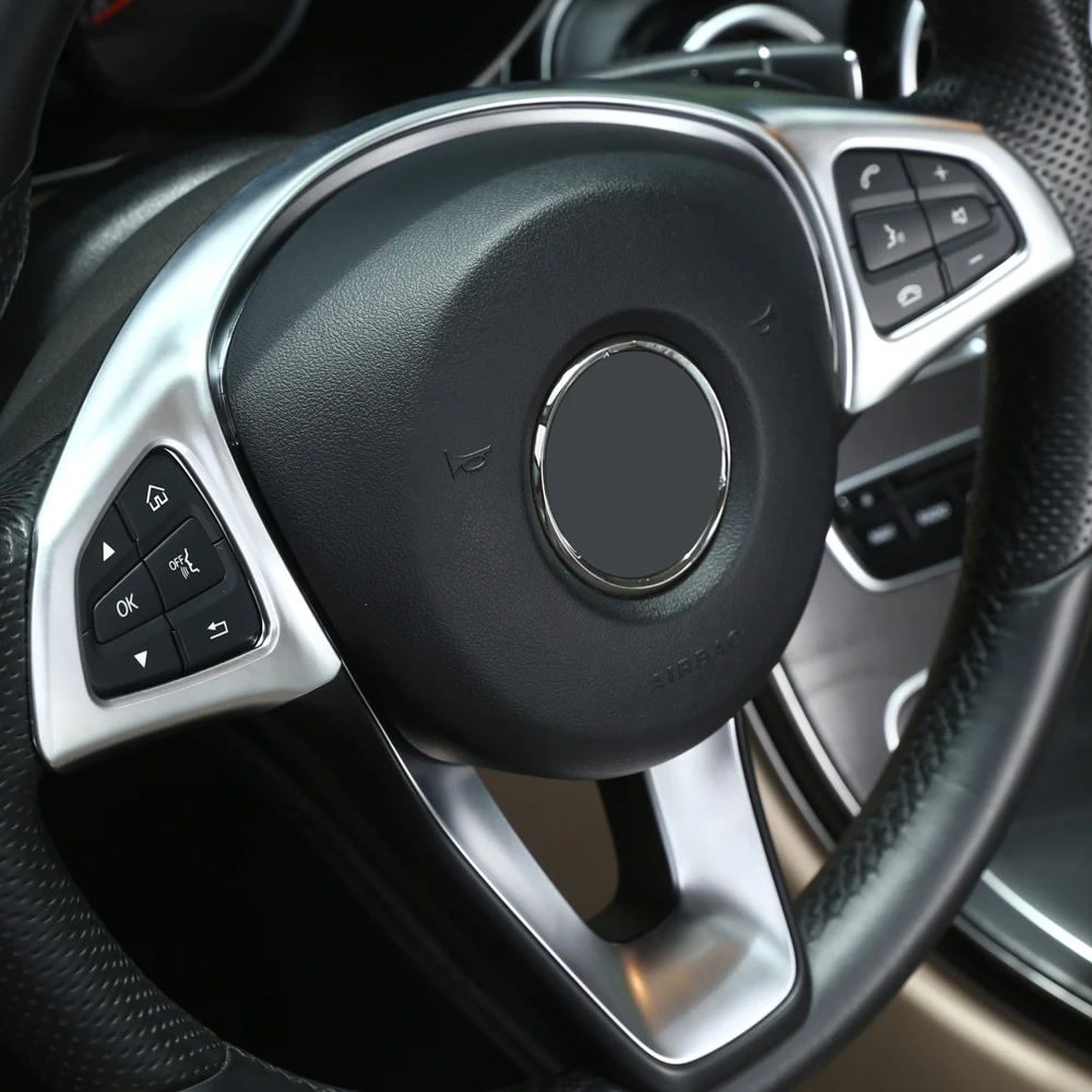 

Newest ABS Chrome Steering Wheel Decoration Frame Trim For Mercedes Benz C GLC E Class W213 W205 2016 2017 Car-Styling