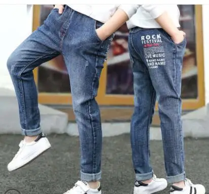 6799 thin jeans Г. Весенние детские джинсы для мальчиков однотонные тонкие джинсы для маленьких мальчиков, повседневные джинсы для больших мальчиков длинные брюки - Цвет: 6799 thin jeans