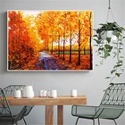 Пейзаж, картина на стену с деревом, плакат осень абстрактная живопись маслом на холсте, настенные картины для украшения гостиной