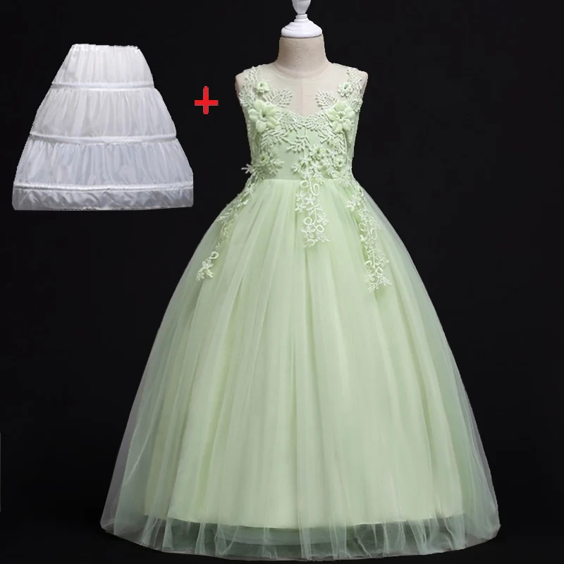 as pictures Wedding Party Dress for Girls Lace First feast princess Long Dress New Exchange Dress Ball Beauty Sexy Shoulder Dress - Цвет: as pictures