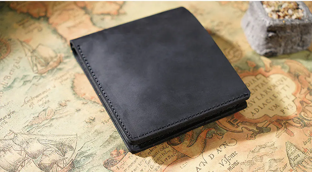 

moterm 100% Genuine Leather Wallets Bifold Purse Vintage Crazy Horse Leather Clutch Men wallets Retro Coin Pocket men wallets