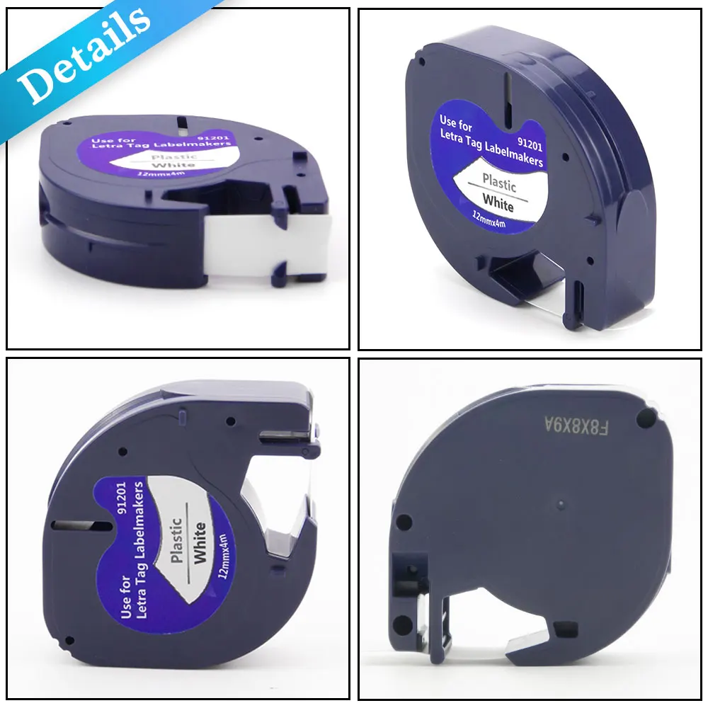 Unismar 3PK 91201 Совместимость 12 мм * 4 м черный на белом для Dymo Letratag пластиковая лента LT
