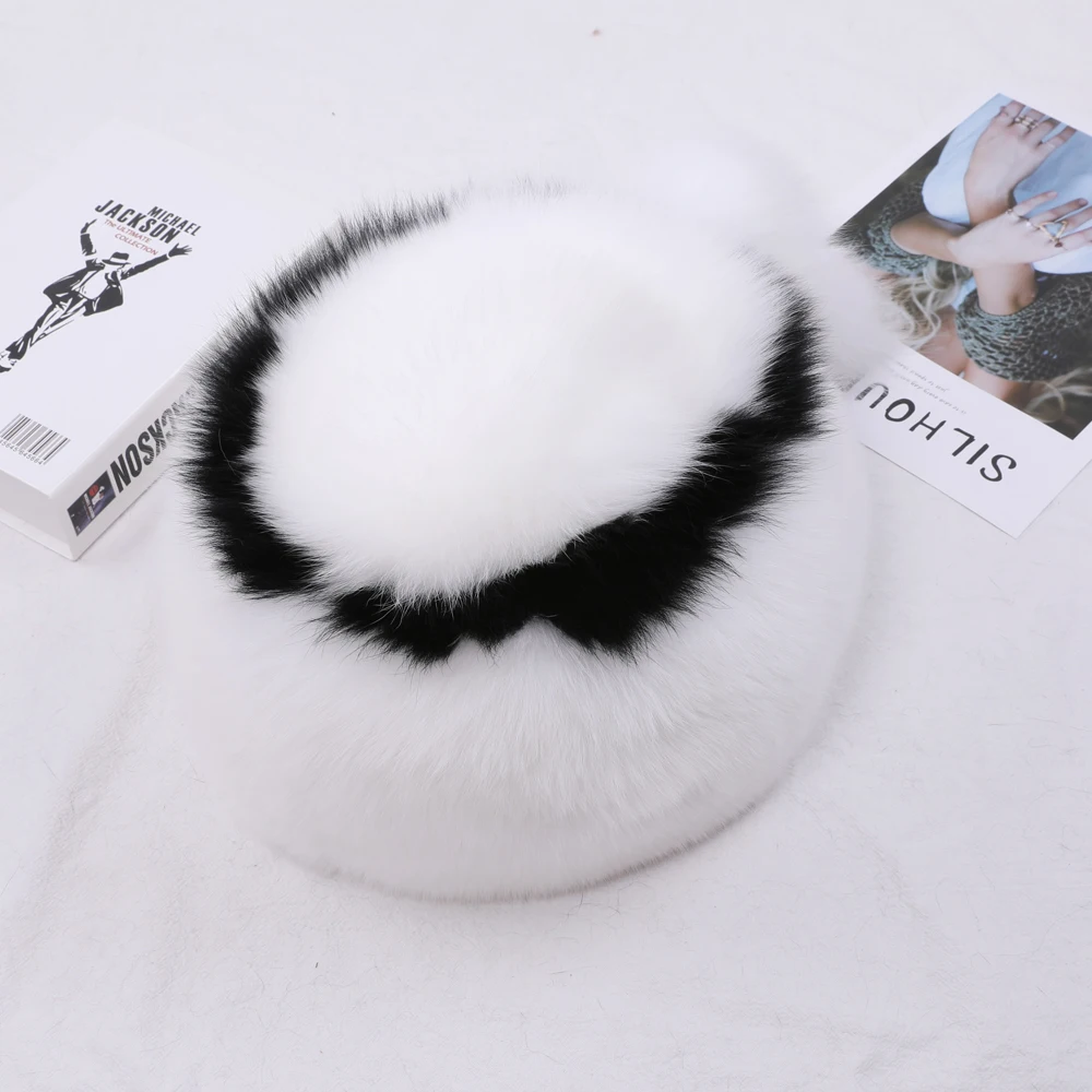 2020 Real Fox fur Women's Russian Ushanka trapper snow skiing Hat Bucket caps Beanie winter Bomber Silver fox fur hat