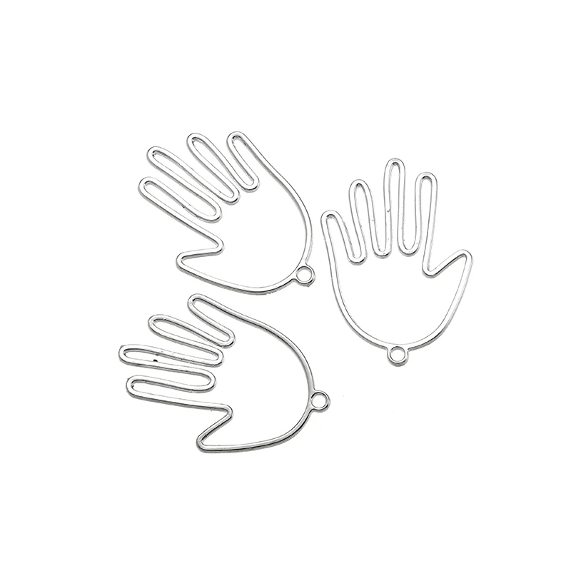 

10 pcs Wholesale Two Color Hollow Hand Charms Alloy Metal Pendants For DIY Handmade Jewelry Accessories Making