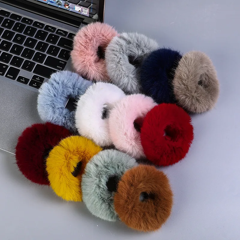 

New style plush rubber band plush hair ring rabbit fur imitation mink hair