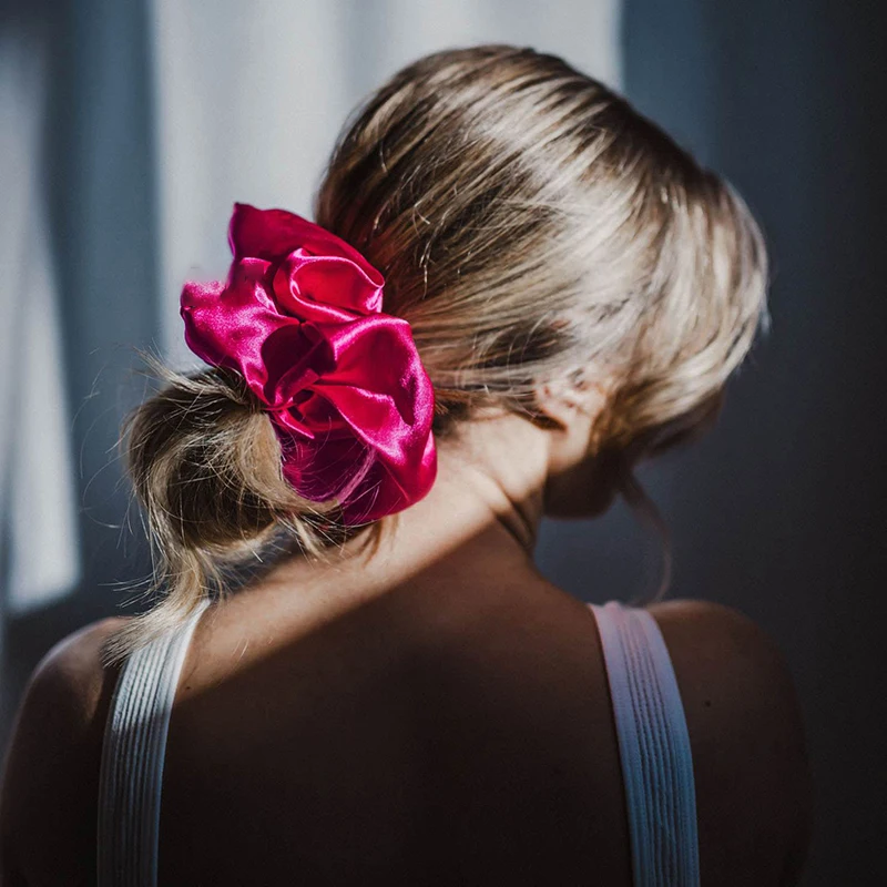 

Oversized Hair Scrunchies Solid Color Satin Silk Scrunchie Women Hair Rubber Bands Elastic Hair Ties Accessories Ponytail Holder
