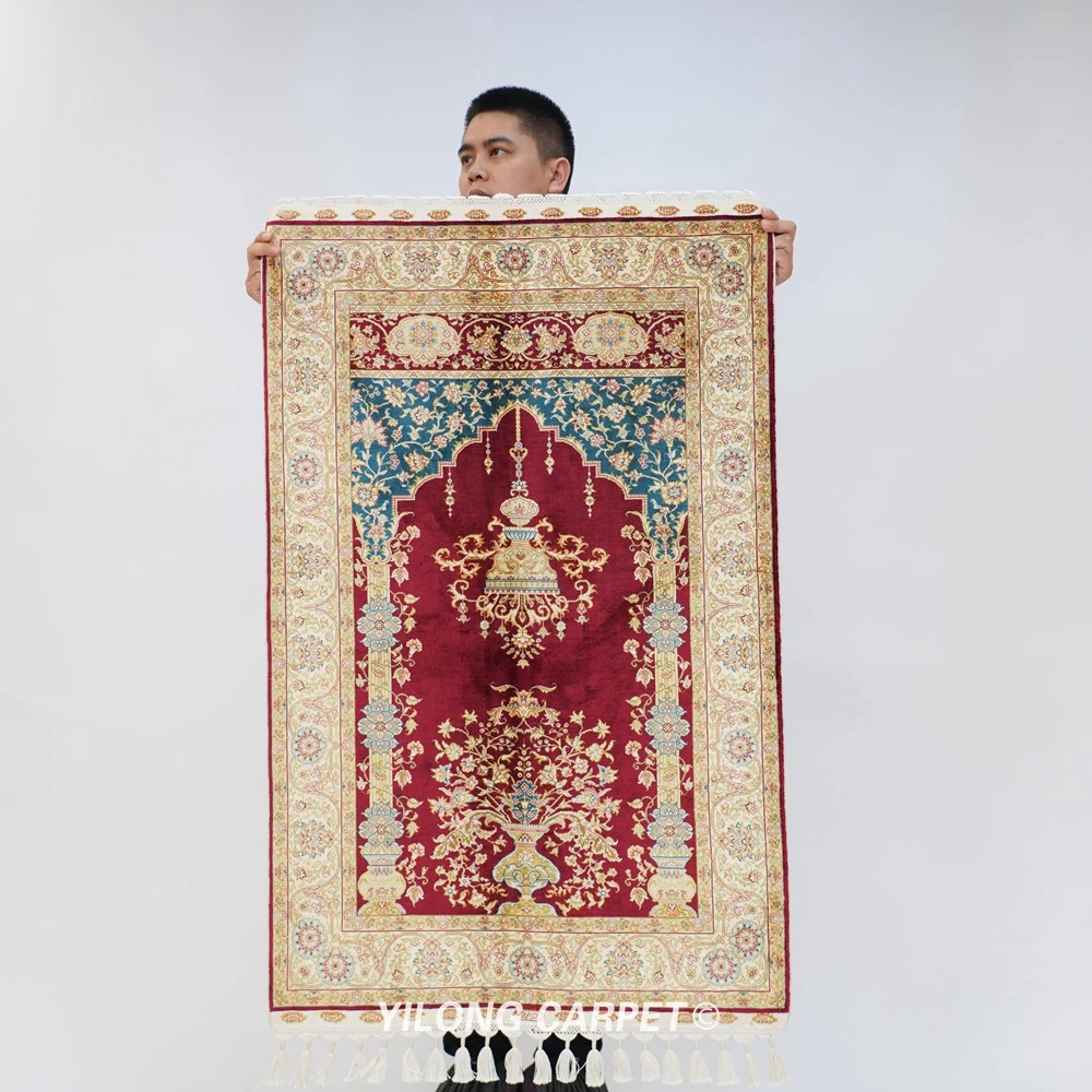 2 5 'x4' ручной персидский ковер Шелковый подлинный Красный кашмирский
