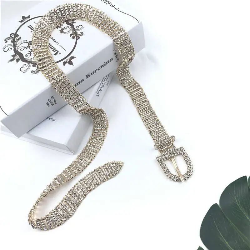 Женский ремень в стиле панк модный пояс с цепочкой и кристаллами роскошный