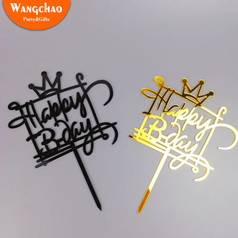 

Creative Acrylic Cake Topper Happy Birthday Cake Toppers Baby Shower Party Cupcake Topper Kids Gifts and Favors Cake Decorations