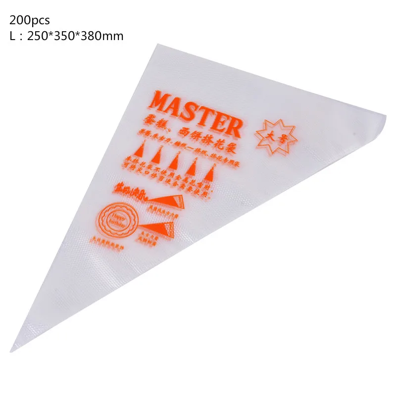200pcs L 10/100/200/300 шт одноразовый мешок для теста насадки глазировки с изображением торта Декор кекса сумки крем торт Кондитерская насадка для выпечки Инструменты - Цвет: 200pcs L