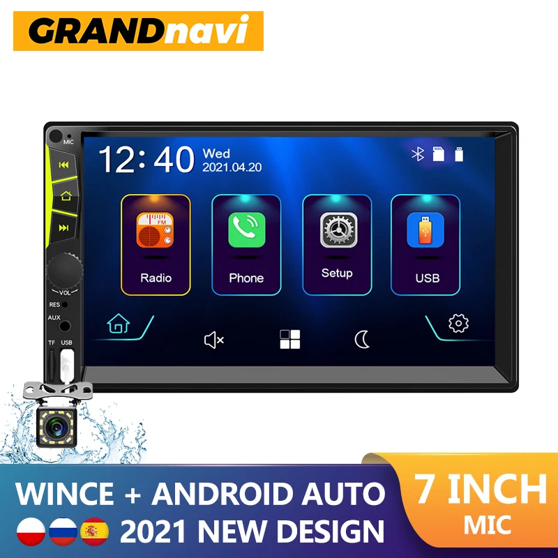 Автомагнитола 2 Din Android MP5 плеер с сенсорным экраном 7 дюймов Carplay Bluetooth Mirror link