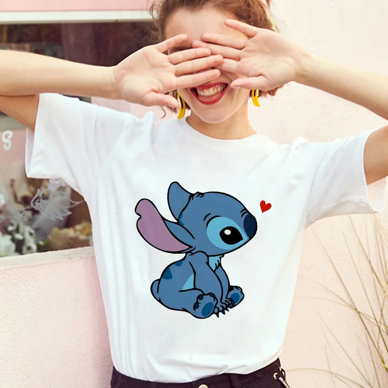 Showtly тематика «Лило и Стич» Harajuku Kawaii футболки для девочек приключенческий комедийный мультфильм женский Vacay режим печатных Повседневное футболка милый