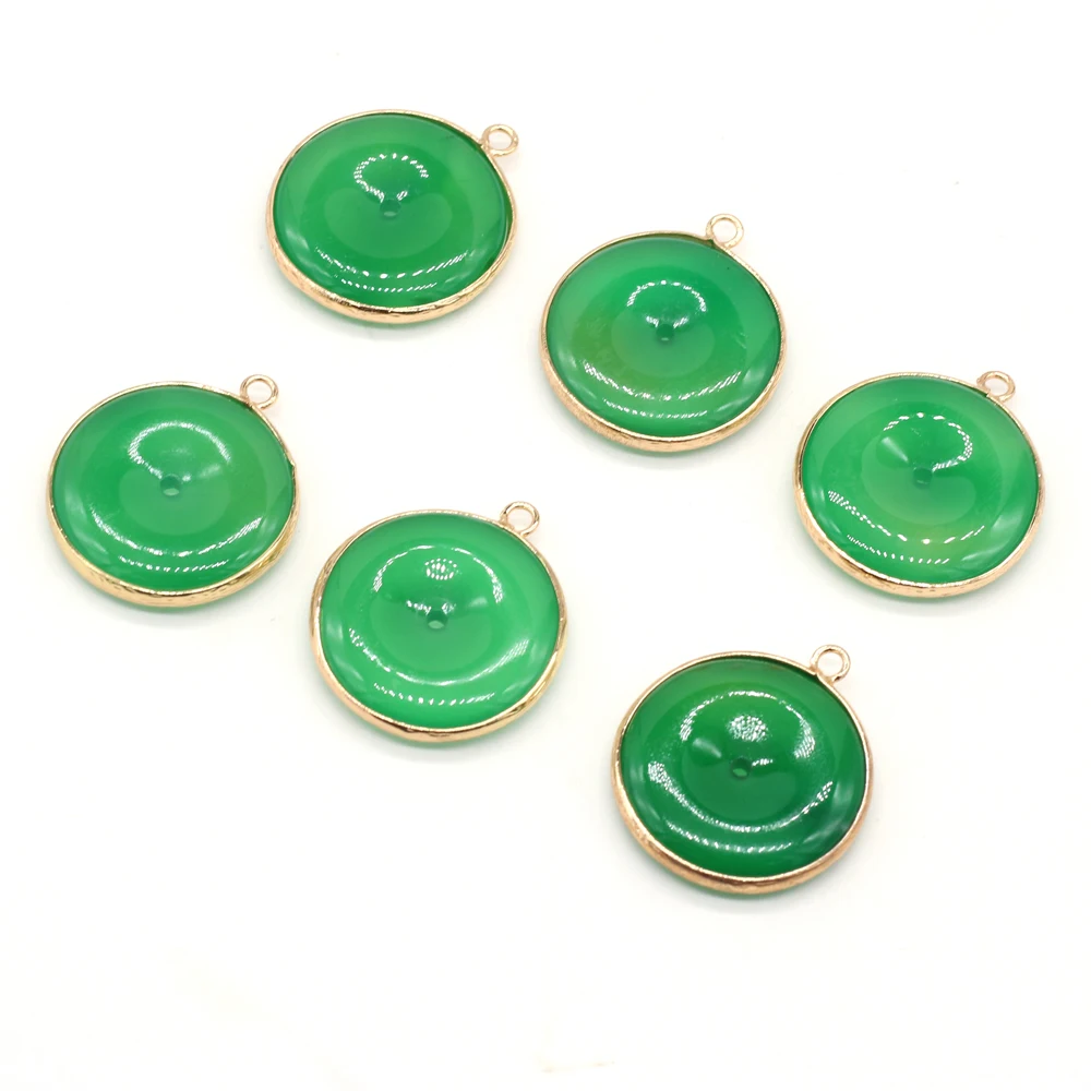 

Natural Stone Crystal Pendants Gold plated Round Jasper for Charms Jewelry Making DIY Necklace Earrings Reiki Heal Gifts