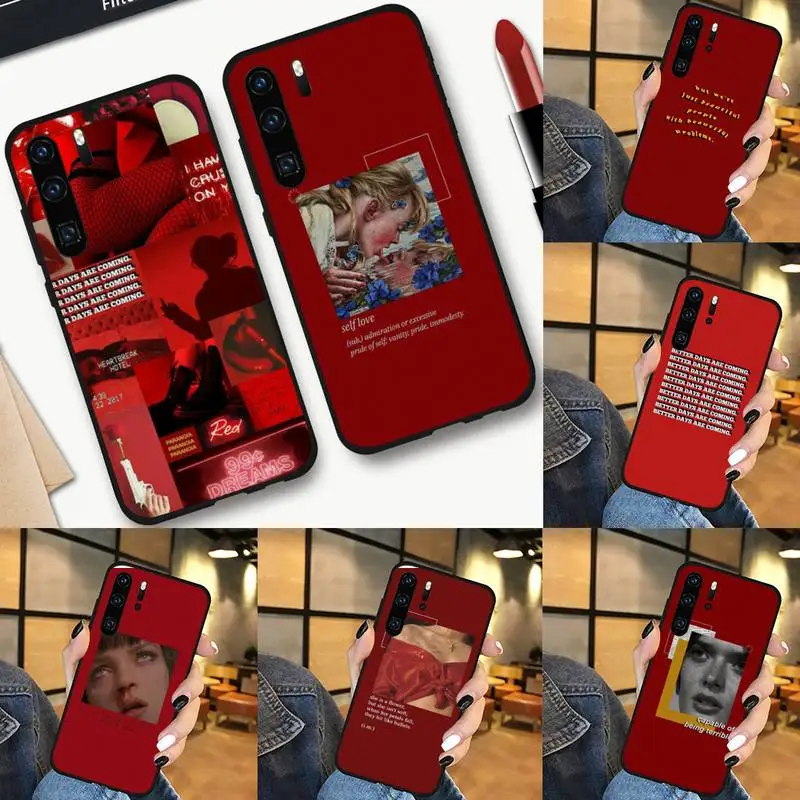 

Retro red pattern art lyrics aesthetic Phone Case For Huawei NOVA 2 2i 2s 3i 4 4e 5 plus P10 lite 20 P20 pro honor10
