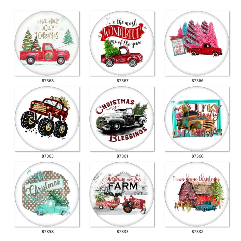 Счастливого Рождества автомобиль дерево 18 мм кнопка оснастки ювелирных изделий