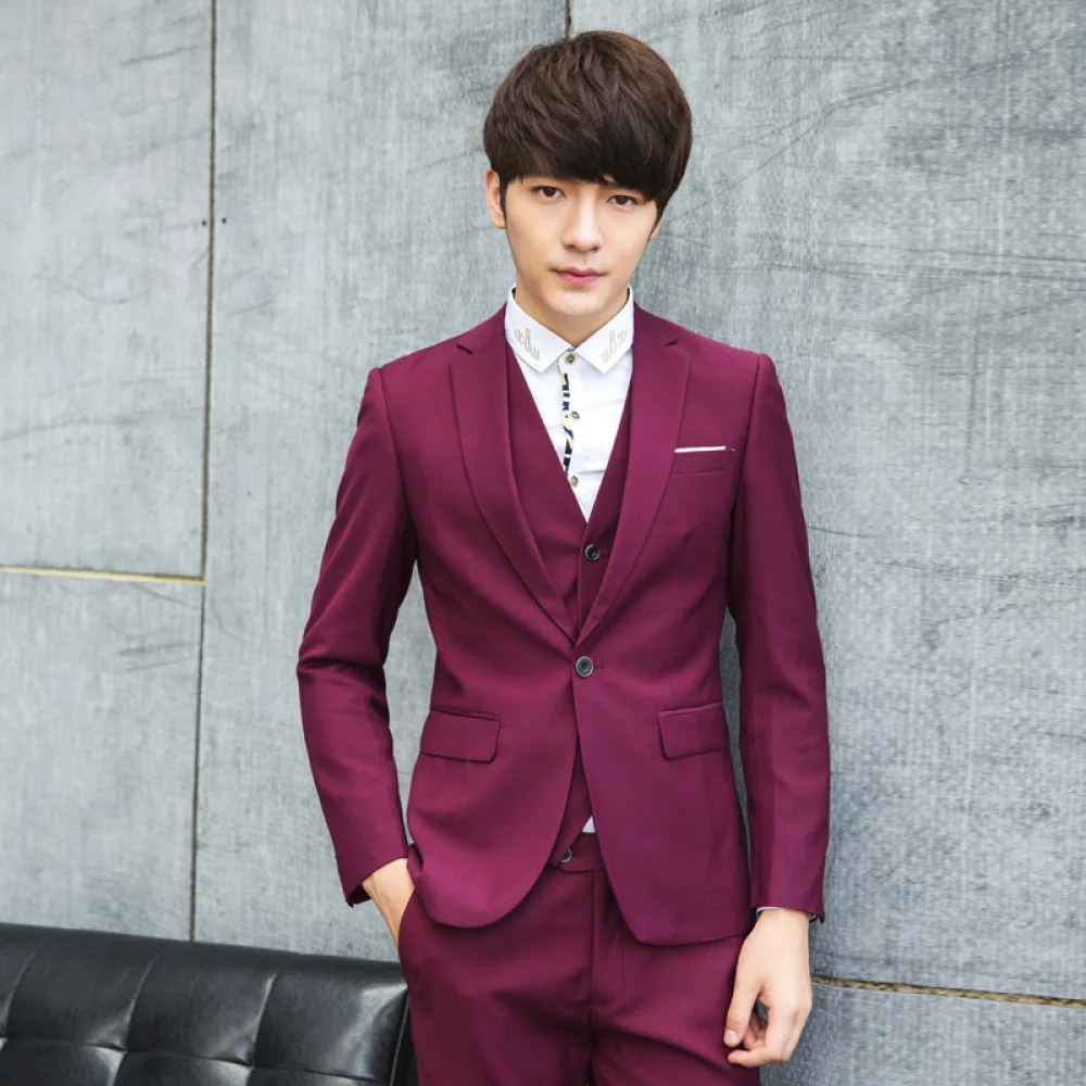 

2020 Autumn And Winter Solid Color Plus Size Suit Set British Style Business Formal Men's Three Pieces Terno Masculino