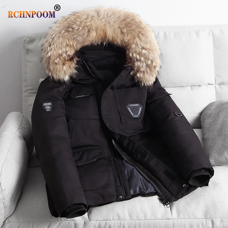 

Men Winter Casual Thick Warm Waterproof Parker Jacket Plus Velvet Men 2021New Fashion Big Fur Collar Windproof Jacket Brand Men