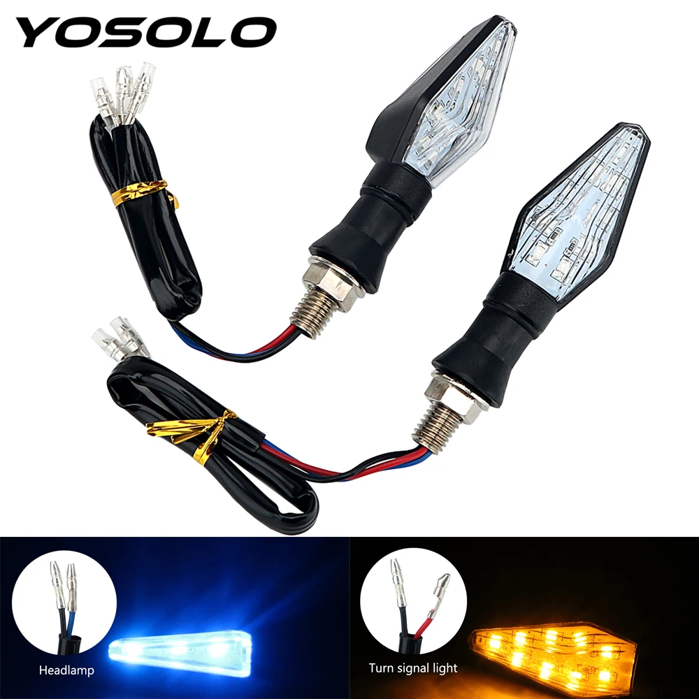 

YOSOLO 1 Pair Motorbike Indicator Light Dual Color 12 Leds LED Turn Signal Lamp Blue & Amber Blinker Light Motorcycle Flasher