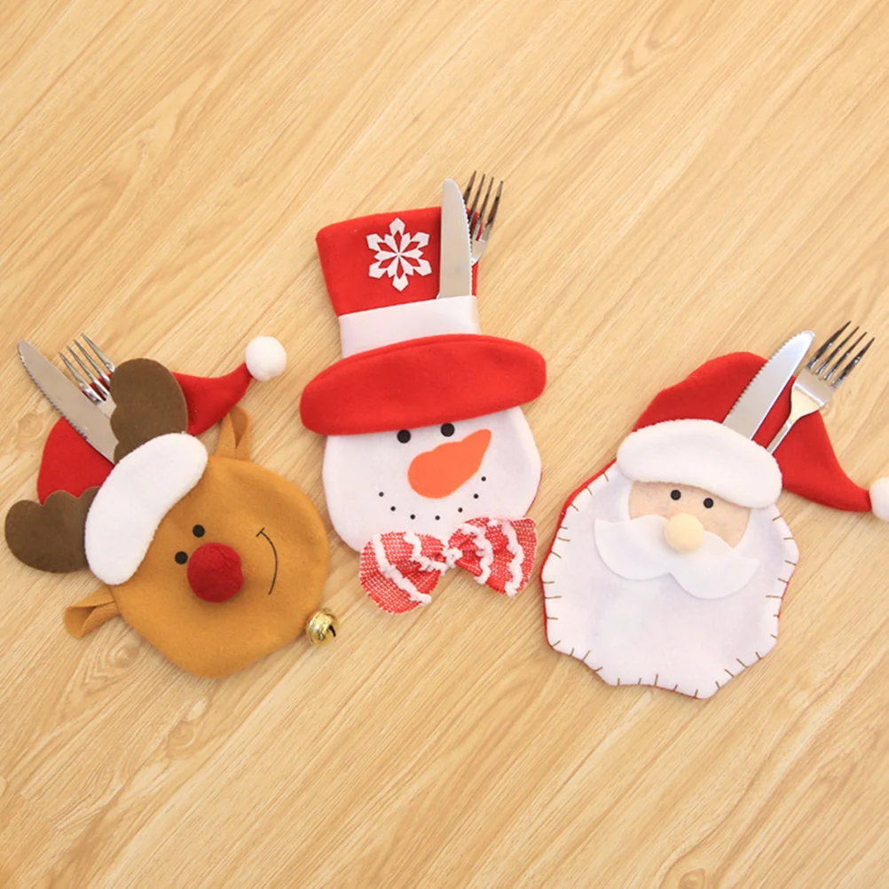 

6 шт., новогодние нетканые столовые приборы