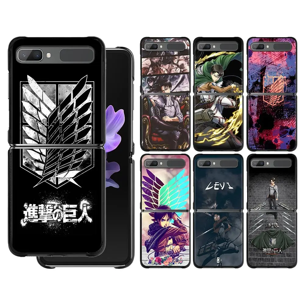 

Phone Case For Samsung Galaxy Z Flip3 z flip 3 5G PC Cases for Samsung Z Flip Cover Black Shell Hard Funda Attack On Titan Anime