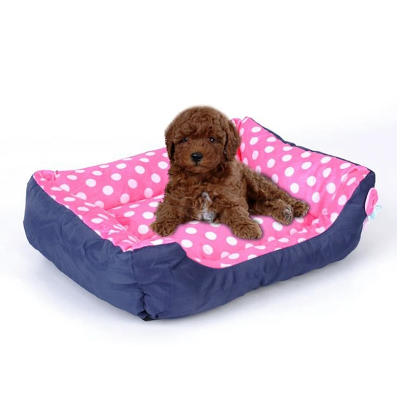 Зимний диван для собак бархатная кровать питомцев в горошек щенка котенка