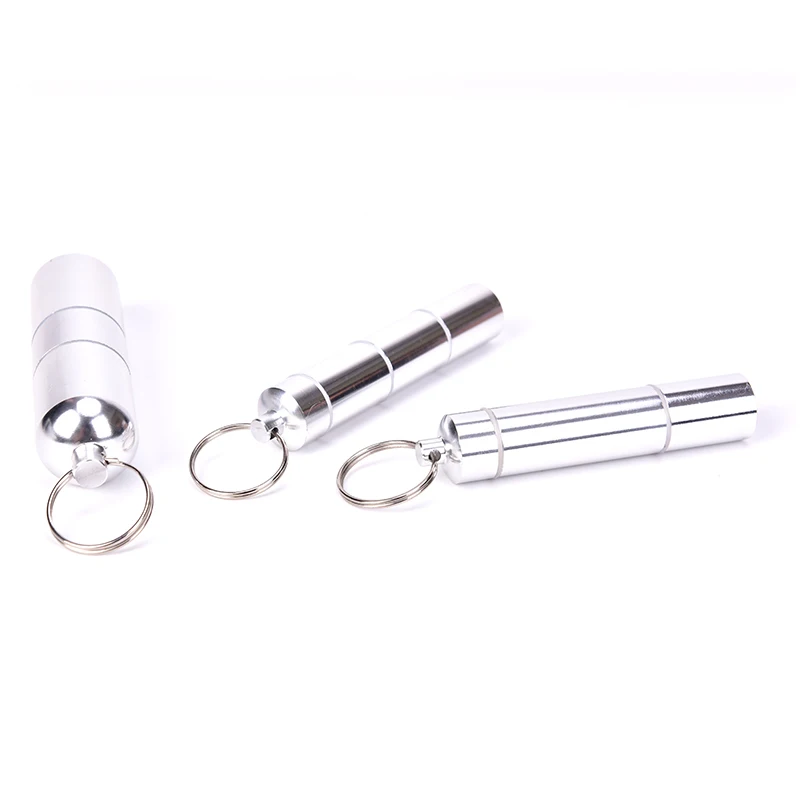 

Outdoor Pocket 3Size Mini Pill Box Capsule Shape Aluminum Pill Case Keychain Pill Holder Container Delicate Medicine Box