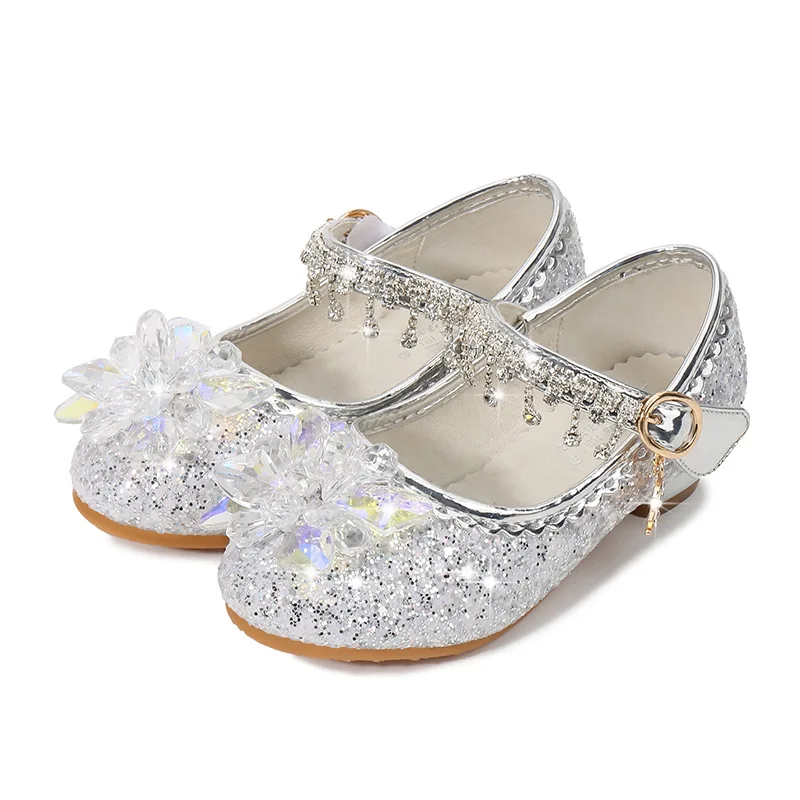 Блестящие вечерние туфли принцессы для девочек элегантные свадебные