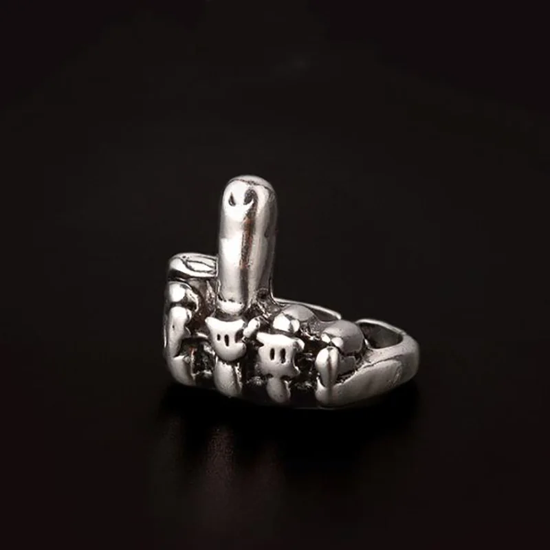 

Vintage Style Middle Finger Punk Rock Hip Hop Men Rings Unique Creativity for Male Boy Fashion Jewelry Gift