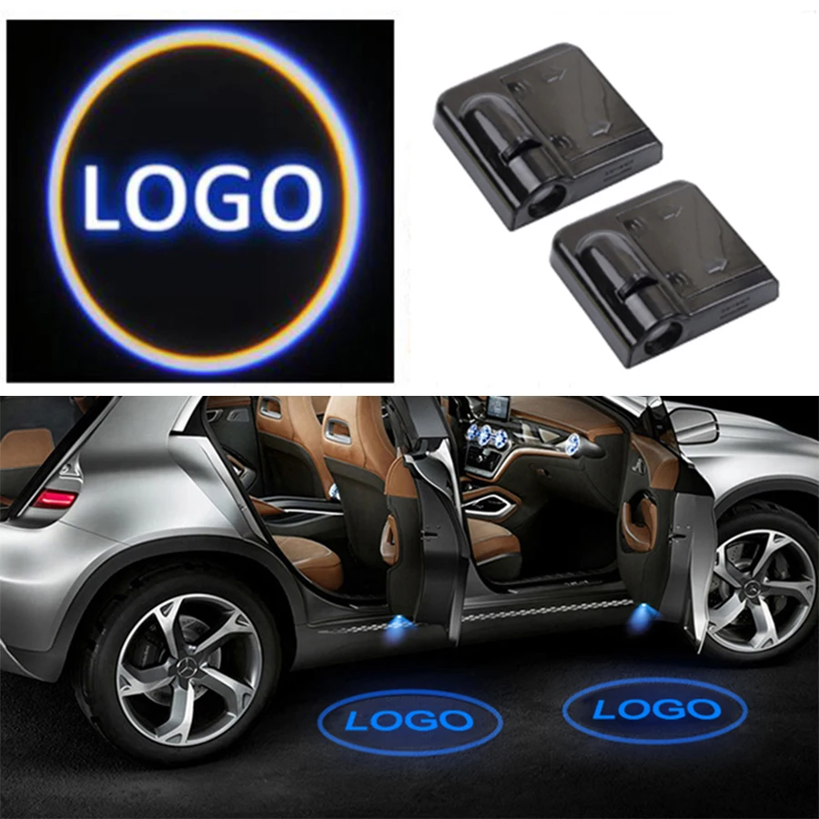 2 шт. настраиваемая лампа модификация двери автомобиля беспроводной логотип