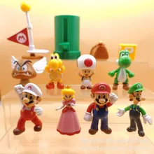 12pcs/set Super Mario PVC toy Action Figures Peach Princess Donkey Kong 4-10 cm Dolls For Children Gift