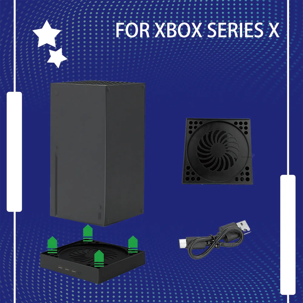 

Подставка для охлаждения для Xbox серии X с 3 вентиляторами и 3 портами USB, Вертикальная База/док-станция для игровой консоли Xbox One X