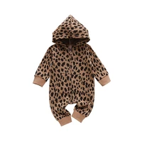 leopard print baby clothes girl romper spring autumn baby boy clothes cotton long sleeve hooded infant rompers 9 24 months