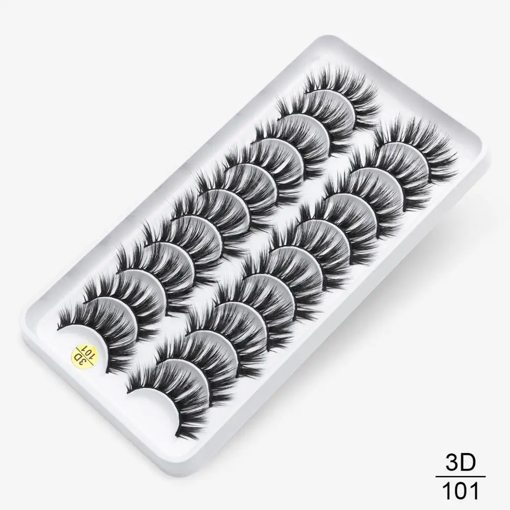 8/10 пар, натуральные длинные 3D ресницы из искусственной норки, толстые, ручная работа, полная полоса, ресницы, объемные, мягкие, норковые ресницы, накладные ресницы - Цвет: 3D-101