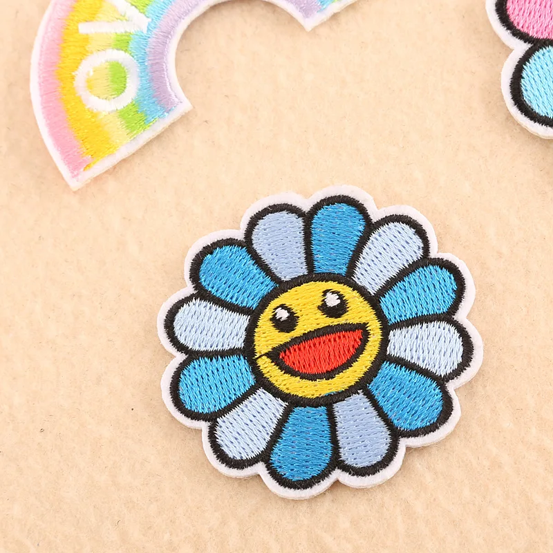 7 разные стили Мультяшные радужные патчи с цветком утюгом для детской одежды вышивка куртка Милая