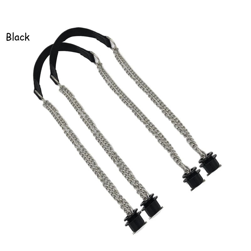 Silver Black 1 пара кожаных плоских ручек Superfiber с двойной металлической цепочкой для O Bag для EVA Obag, аксессуары для женских сумок - Цвет: Silver Black
