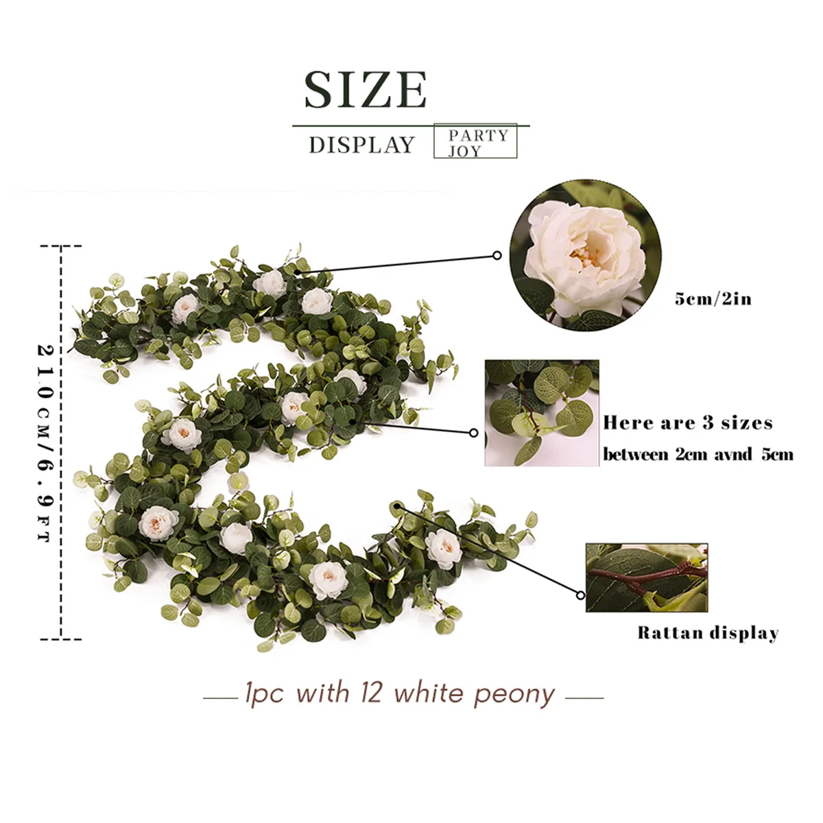 

Party Vreugde Kunstmatige Bloemen Krans Fake Peony Eucalyptus Vine Greenery Opknoping Voor Bruiloft Home Party Tuin Craft Art De