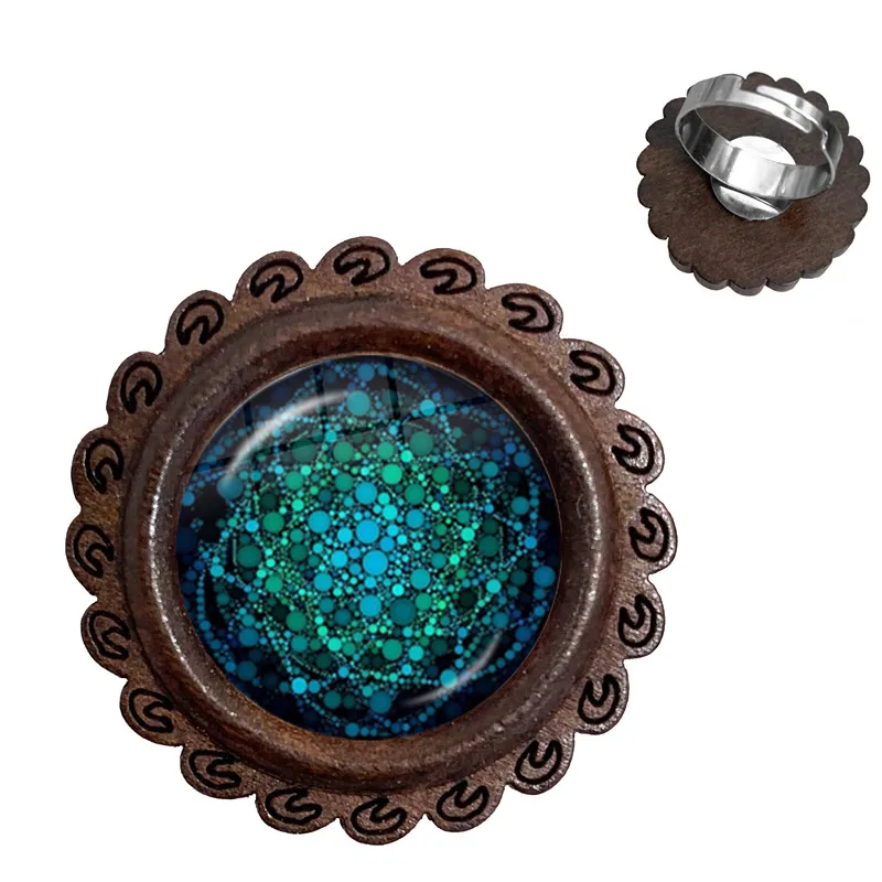 Очаровательный Амулет из хны для йоги женские деревянные кольца 20 мм стеклянный