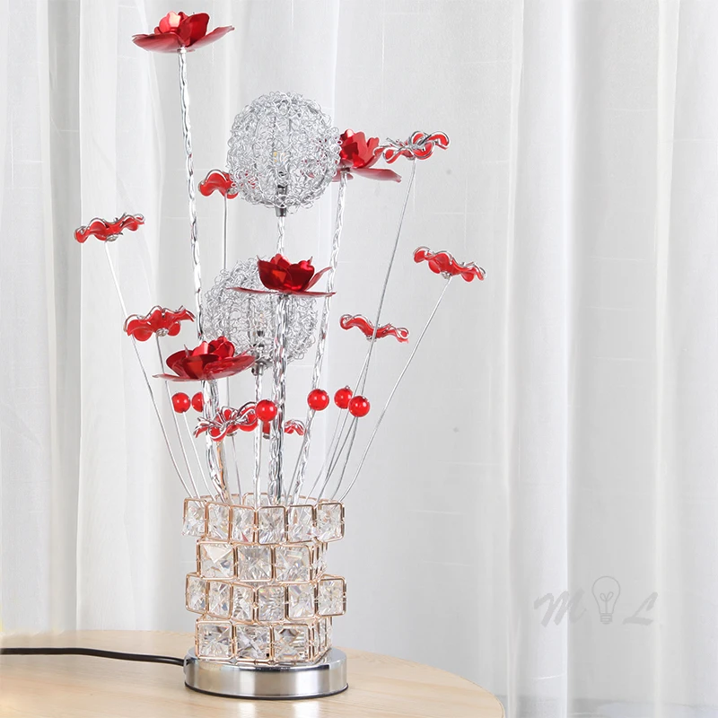 Modern Flower Beside Lamp Acrylic Table Lamps for Living Room Light Art Deco Bedroom Led Side Wedding Desk | Освещение