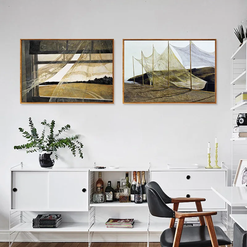 

Vintage Landscape Window Yarn Canvas Decorative Painting Poster Picture Album Photo Home Decor Wall Art Room Decoration
